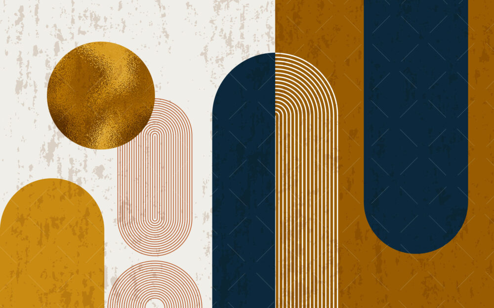 Altın Renk Desenli Bohem Abstrack Duvar Kağıdı Poster