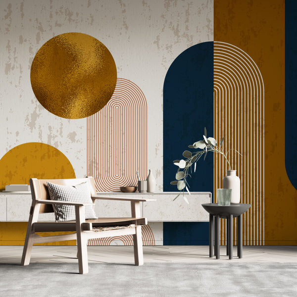 Altın Renk Desenli Bohem Abstrack Duvar Kağıdı Poster