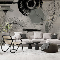 Geometrik Desenli Soft Tüy Duvar Kağıdı Poster