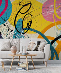 Desenler Modern Renkli Çizgisel Duvar Kağıdı Poster