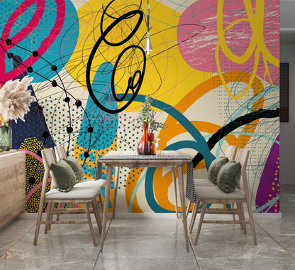 Renkli Çizgisel Desenler Modern Duvar Kağıdı