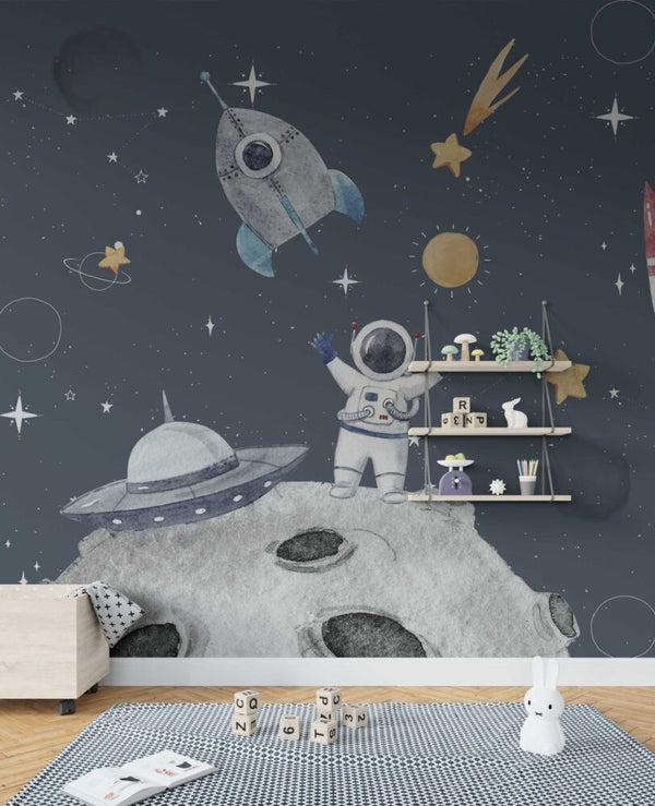 Gezegenler Uzaydaki Astronotlar Duvar Kağıdı Poster