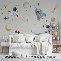 Gezegenler Uzaydaki Astronotlar Duvar Kağıdı Poster