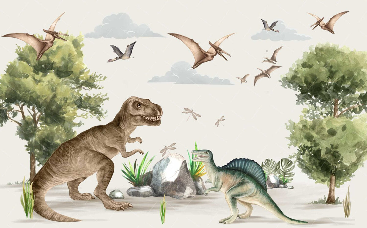 Çocuklar için Büyük Dinozorlar Duvar Kağıdı Poster