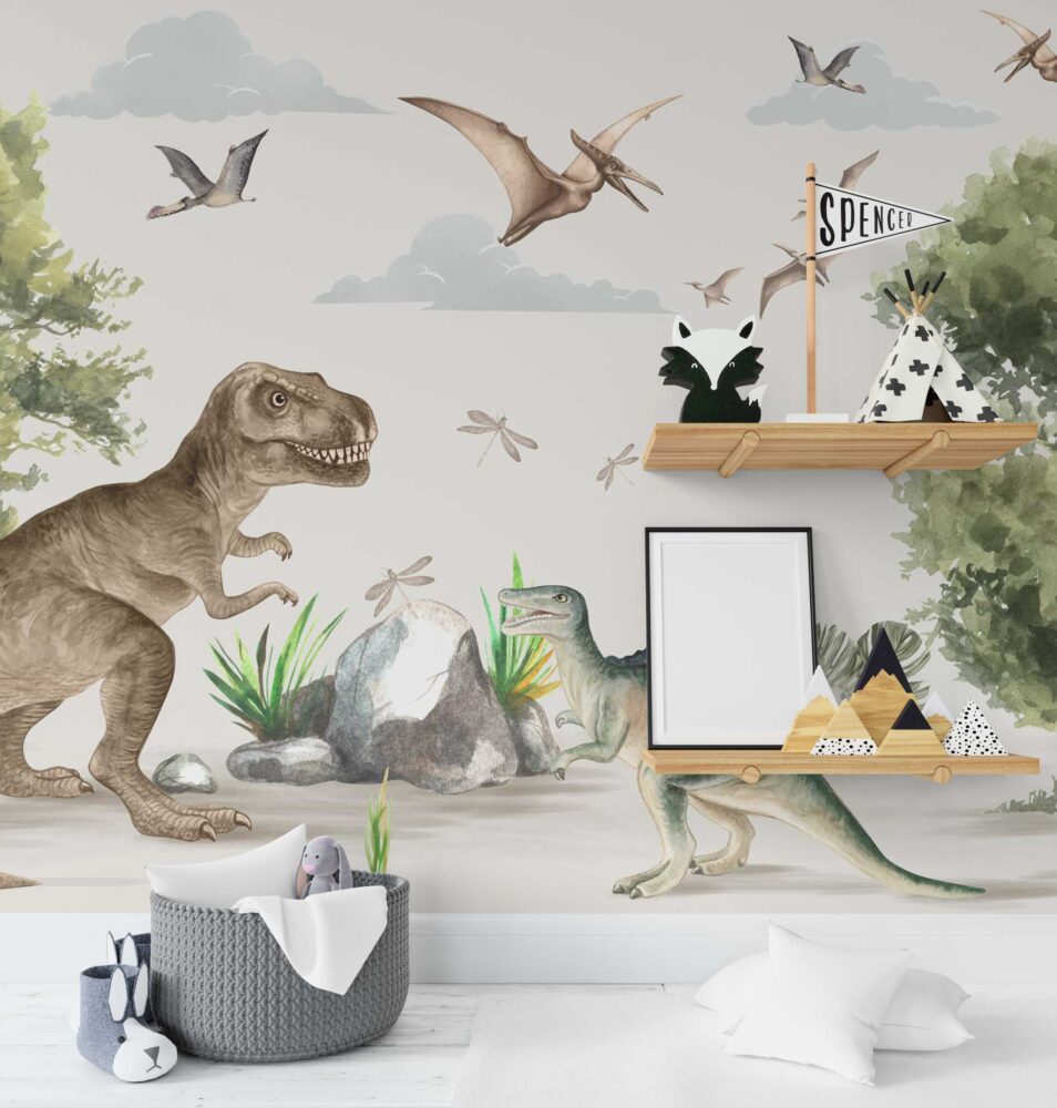 Çocuklar için Büyük Dinozorlar Duvar Kağıdı Poster