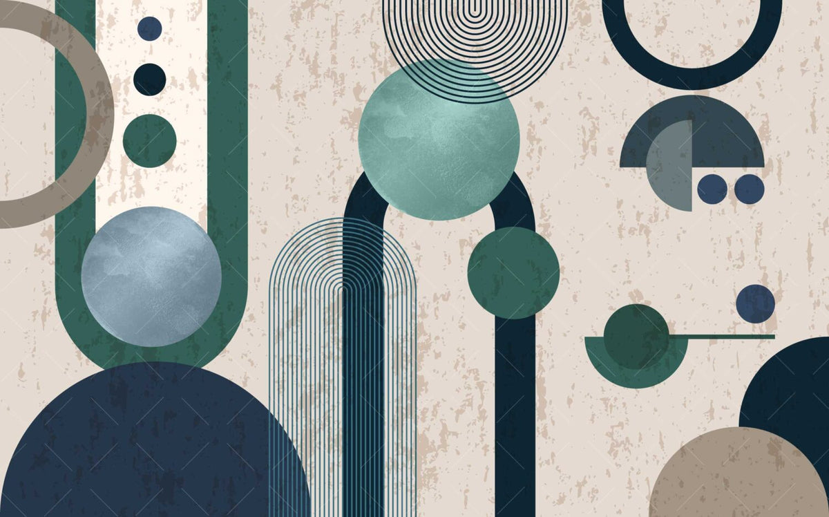 Yeşil Renkte Modern Geometrik Desenler Duvar Kağıdı Poster