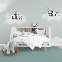 Panda Bulutların Üzerindeki Duvar Kağıdı Poster