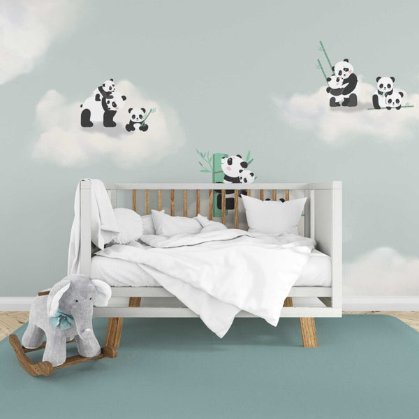 Panda Bulutların Üzerindeki Duvar Kağıdı Poster