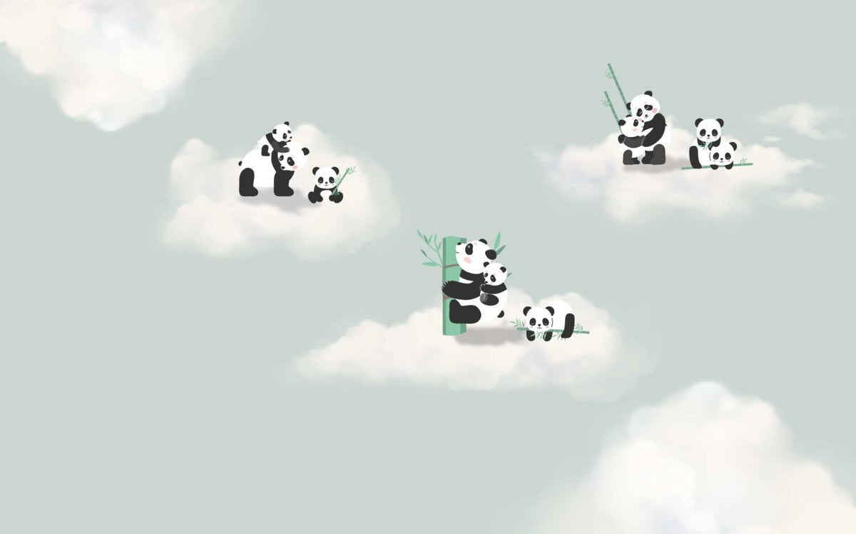 Panda Bulutların Üzerindeki Duvar Kağıdı Poster