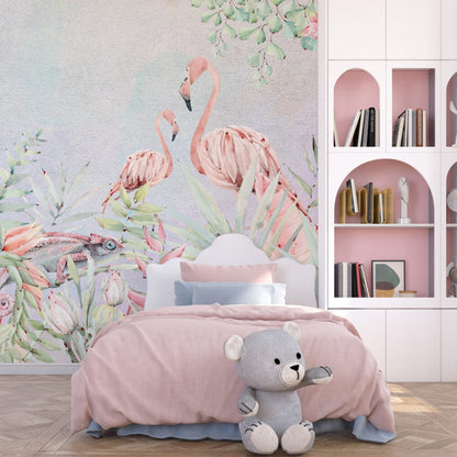 Pembe Pelikan ve Bukalemun Duvar Kağıdı