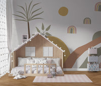 Palmiye Gökkuşağı Boho Renklerde Duvar Kağıdı Poster