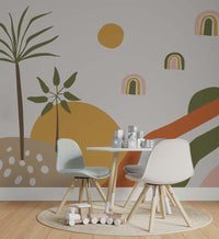Palmiye Gökkuşağı Boho Canlı Renklerinde Duvar Kağıdı Poster