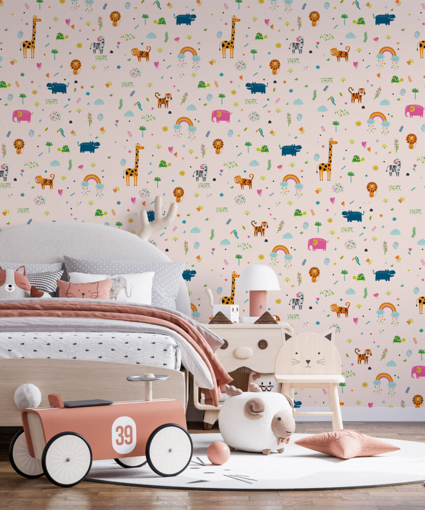 Minimalist Hayvanlar ve Gök Kuşağı Duvar Kağıdı