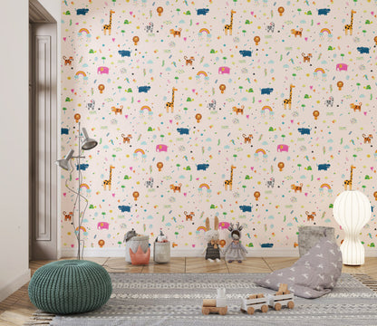 Minimalist Hayvanlar ve Gök Kuşağı Duvar Kağıdı