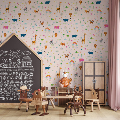 Minimalist Hayvanlar ve Gök Kuşağı Duvar Kağıdı