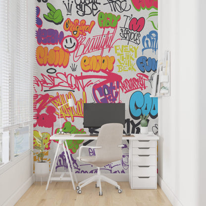 Sprey Boyalı Yazı Grafiti Renkli Duvar Kağıdı