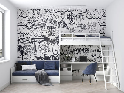 Sprey Boyalı Yazı Grafitisi Duvar Kağıdı