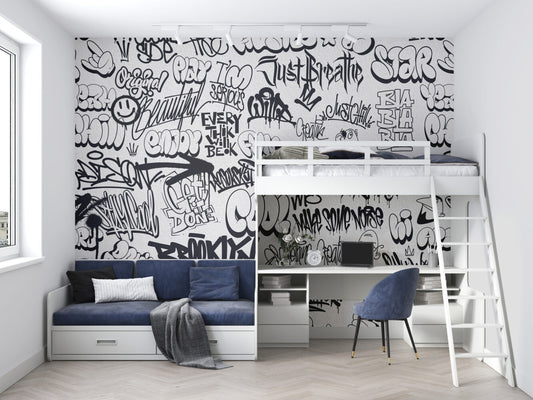 Sprey Boyalı Yazı Grafitisi Duvar Kağıdı