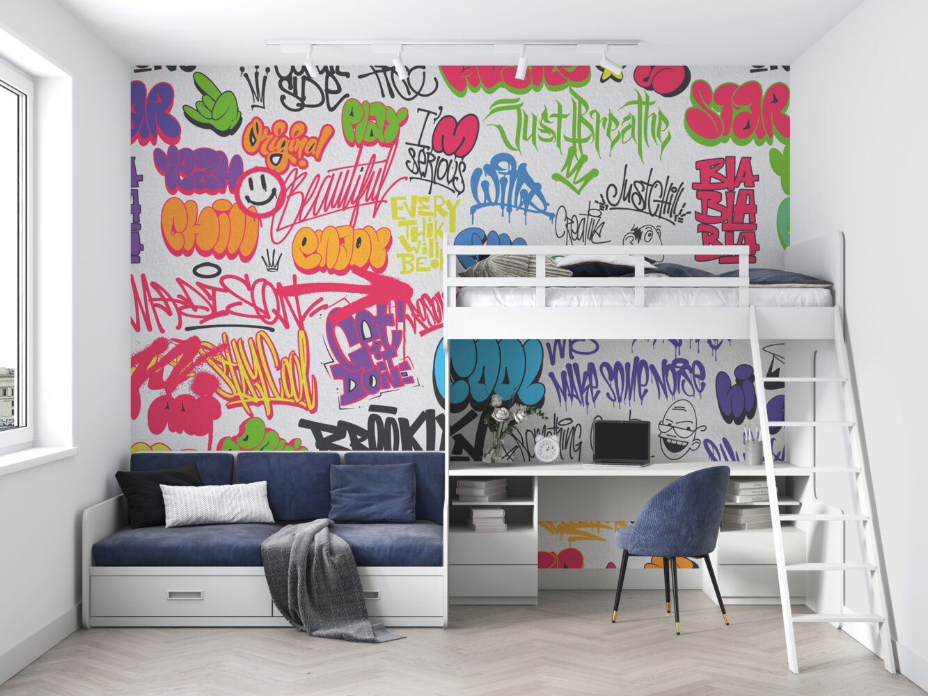 Sprey Boyalı Yazı Grafiti Renkli Duvar Kağıdı