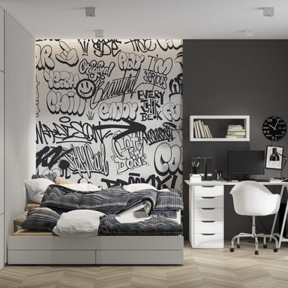 Sprey Boyalı Yazı Grafitisi Duvar Kağıdı