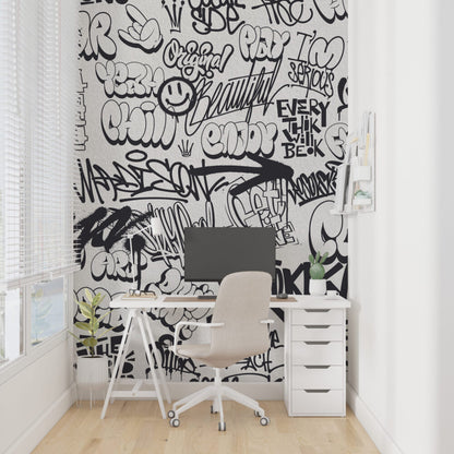 Sprey Boyalı Yazı Grafitisi Duvar Kağıdı