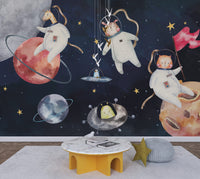 Hayvan Astronotlar Uzay'da Gezen Duvar Kağıdı Poster