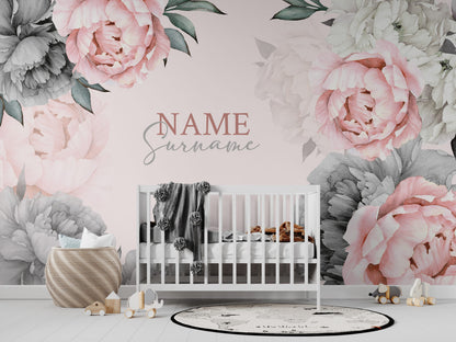 Pembe Zeminli Soft Güller 3D Duvar Kağıdı 320x255 320cm En 255cm Boy Jute Dokulu