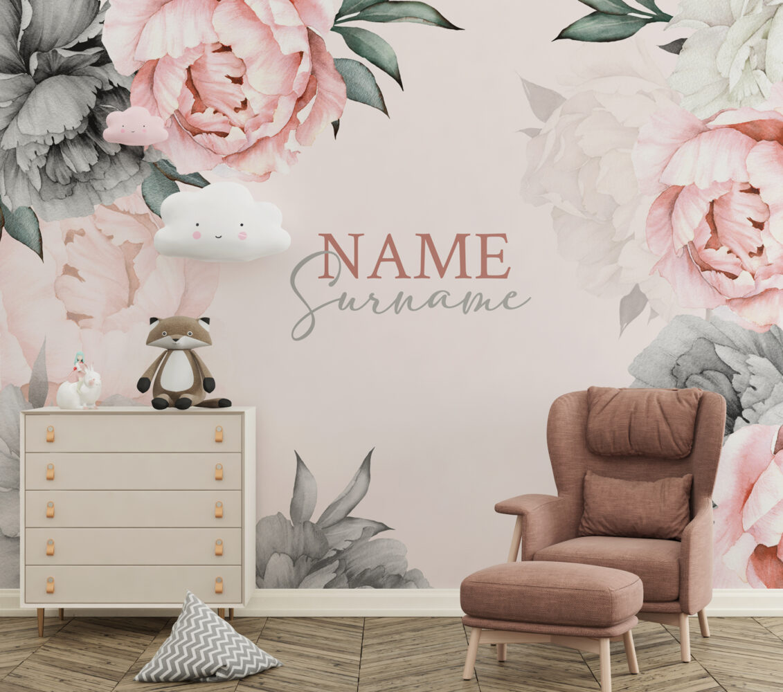Pembe Zeminli Soft Güller 3D Duvar Kağıdı 320x255 320cm En 255cm Boy Jute Dokulu