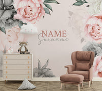 Soft Güller 3D Pembe Zeminli Duvar Kağıdı Poster