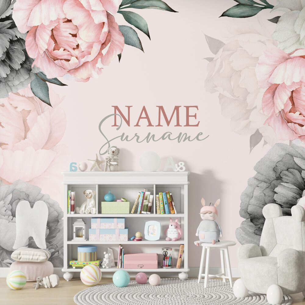 Pembe Zeminli Soft Güller 3D Duvar Kağıdı 320x255 320cm En 255cm Boy Jute Dokulu