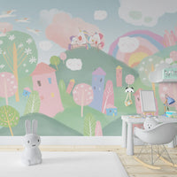 Unicorn 3D Çocuk Dağ Figürlü Duvar Kağıdı Poster