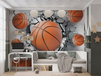 Kıran Basketbol Topları 3D Duvar Duvar Kağıdı Poster