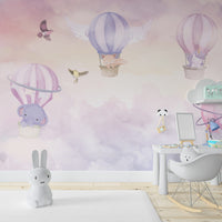 Uçan Balonlar 3D Soft Pembe Renklerinde Duvar Kağıdı Poster