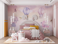 Uçan Balonlar 3D Soft Pembe Renklerinde Duvar Kağıdı Poster