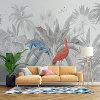 Renkli Flamingo 3D Siyah Beyaz Renkte Duvar Kağıdı Poster