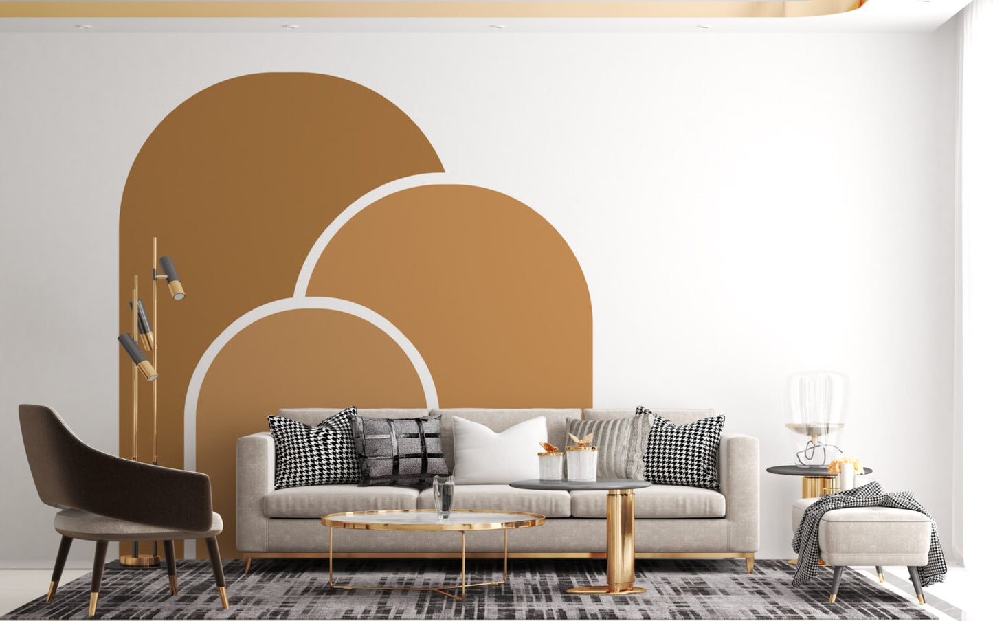 Soft Bej Tonlarda Geometrik Duvar Deseni Duvar Kağıdı