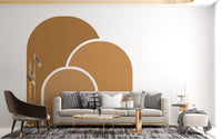 Geometrik Renkte Duvar Deseni Soft Bej Renkte Duvar Kağıdı Poster