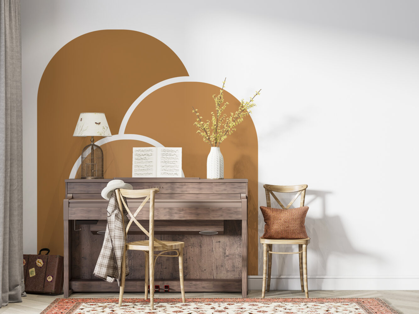 Soft Bej Tonlarda Geometrik Duvar Deseni Duvar Kağıdı