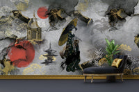Chinoiseries Mermer Zeminli Duvar Kağıdı Poster