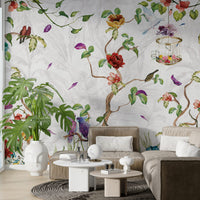 Çiçekler Renkli Kuşlar Duvar Kağıdı Poster