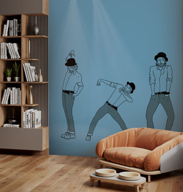 Dans Eden Adam Mavi Zeminli Duvar Kağıdı Poster