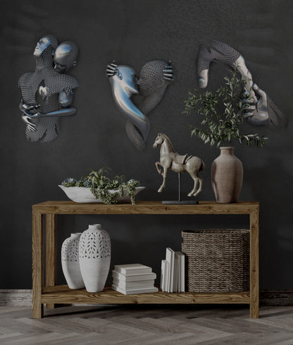 Gümüş İnsan Figürü 3D Tasarım Duvar Kağıdı