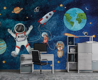 Uzayda Sevimli Astronotlar Duvar Kağıdı Poster