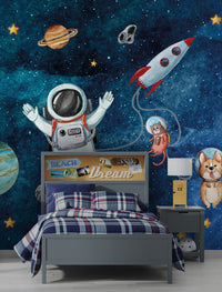 Uzayda Sevimli Astronotlar Duvar Kağıdı Poster