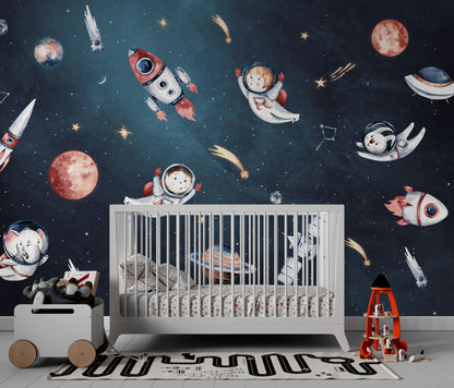 Astronotlar ve Gezegenler Duvar Kağıdı