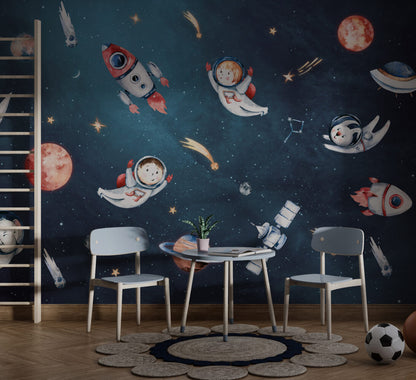 Astronotlar ve Gezegenler Duvar Kağıdı