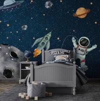Gezegenler Uzayda Astronot Duvar Kağıdı Poster