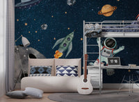 Gezegenler Uzayda Astronot Duvar Kağıdı Poster