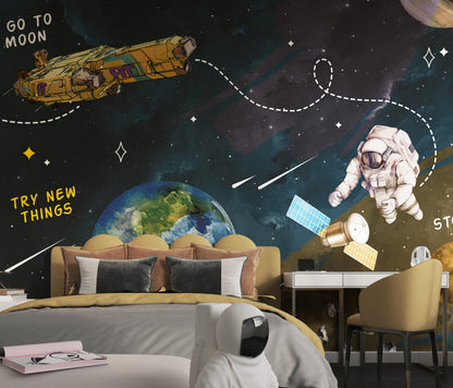 Gezegenler , Uzay gemisi ve Astronot Duvar Kağıdı