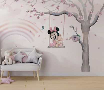 Minnie Mouse Gökkuşağı ve Salıncak Duvar Kağıdı 